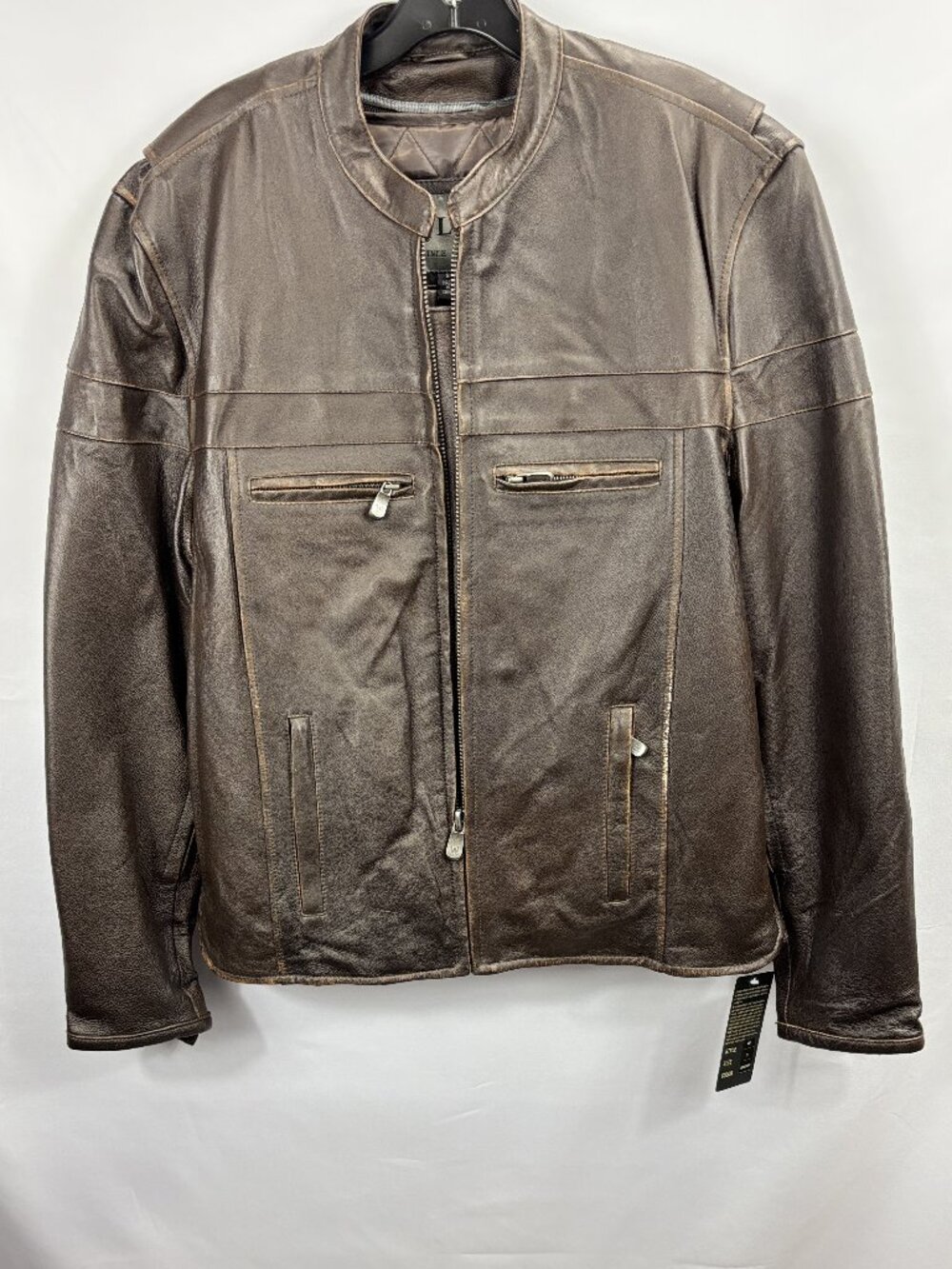 Genuine brown color leather biker jacket for man